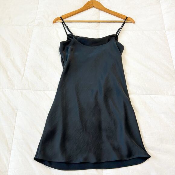 NWOT Wilfred Aritzia Allusion Black Satin Slip Sleeveless Mini Dress XXS - Picture 6 of 6